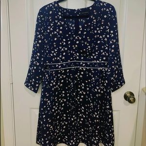 banana republic navy satin dress, with daisies